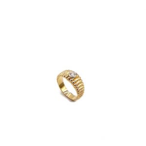 Bague sertie clos Solitaire Or Jaune 18K