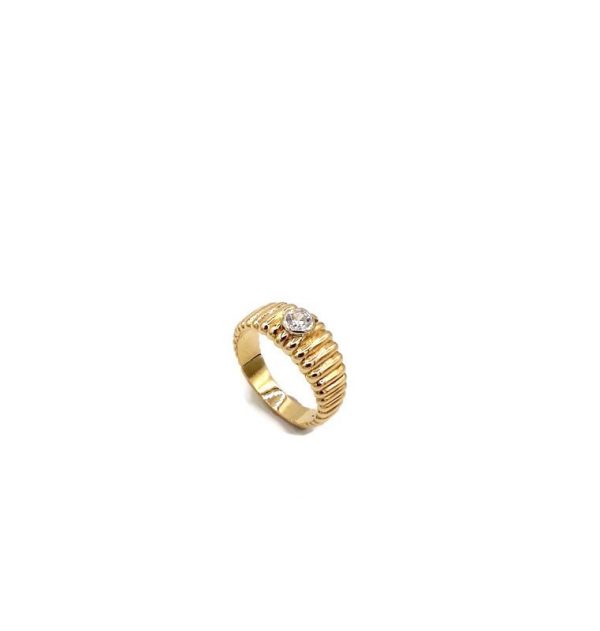 Bague sertie clos Solitaire Or Jaune 18K