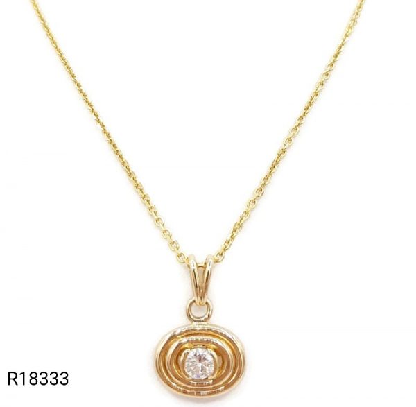 Collier Or Jaune 18K x Pendentif Or Jaune Brillant VVS 2.F