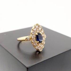 Marquise Saphir & Diamants Or Jaune 18K