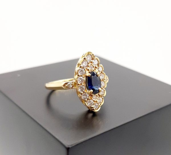 Marquise Saphir & Diamants Or Jaune 18K