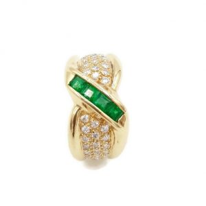 Bague Liens Emeraudes et Diamants