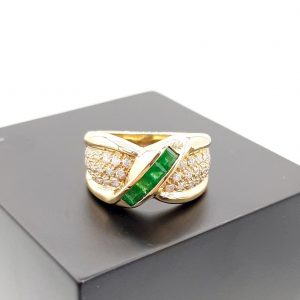 Bague Liens Emeraudes et Diamants