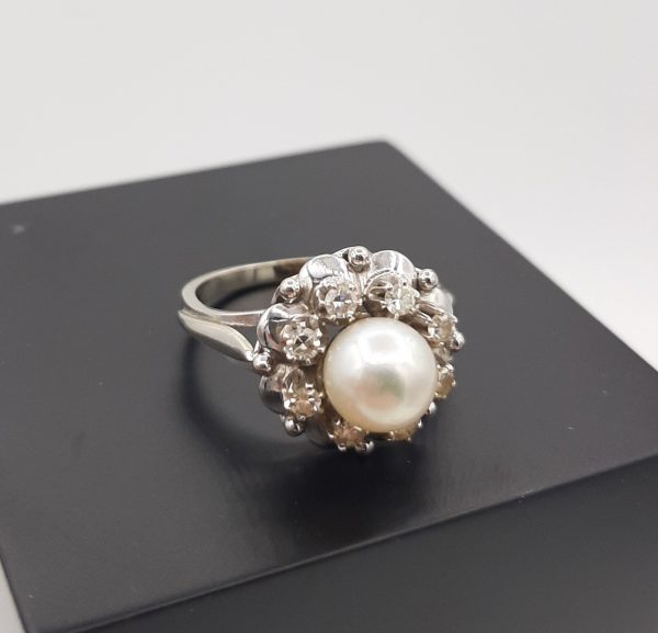 Bague Perle et Diamants Or Blanc