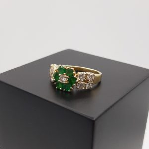 Bague FRED Or Jaune 18K Diamants & Emeraudes