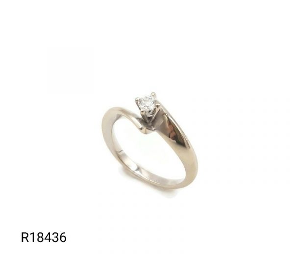 Solitaire Or Blanc Diamant 0.10ct