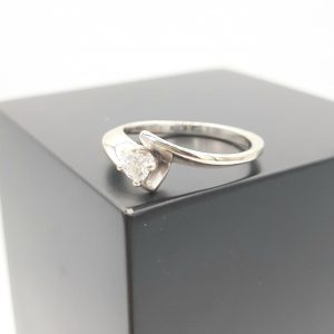 Solitaire Or Blanc Diamant 0.10ct