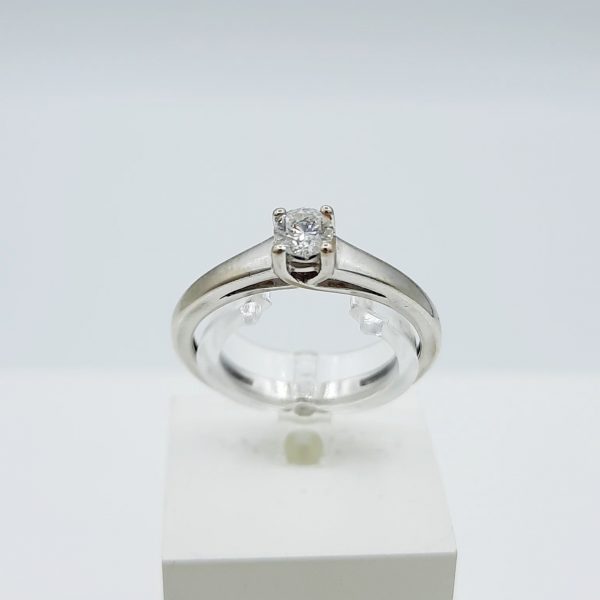 Bague Solitaire Or Blanc 18 k