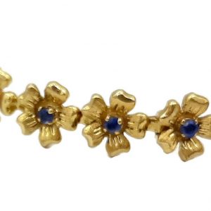 Bracelet Fleurs Or Jaune et Saphirs De Ceylan