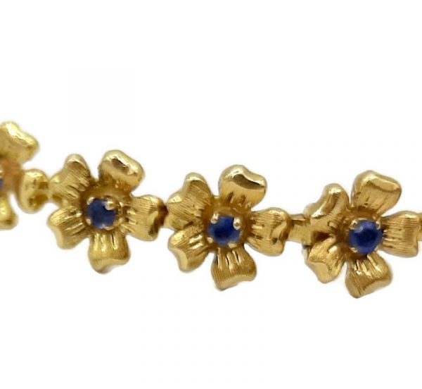 Bracelet Fleurs Or Jaune et Saphirs De Ceylan