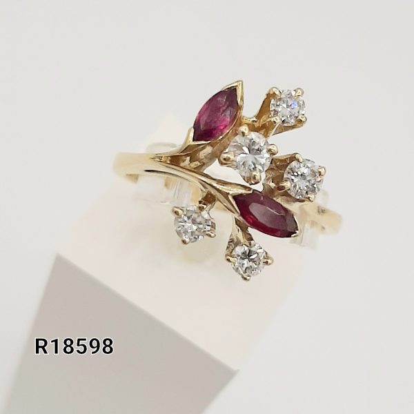 Bague Diamants Et Rubis 18K