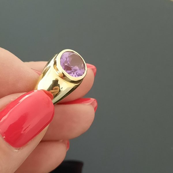 Bague Cabochon Améthyste 18 K