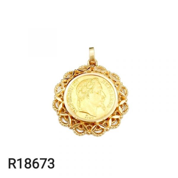 Pendentif Porte Piéce Napoléon III Tête Laurée 22 K