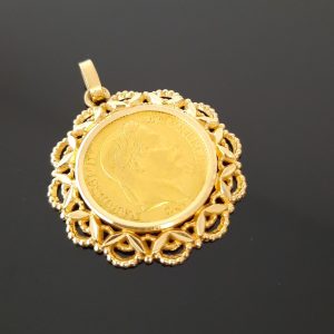 Pendentif Porte Piéce Napoléon III Tête Laurée 22 K