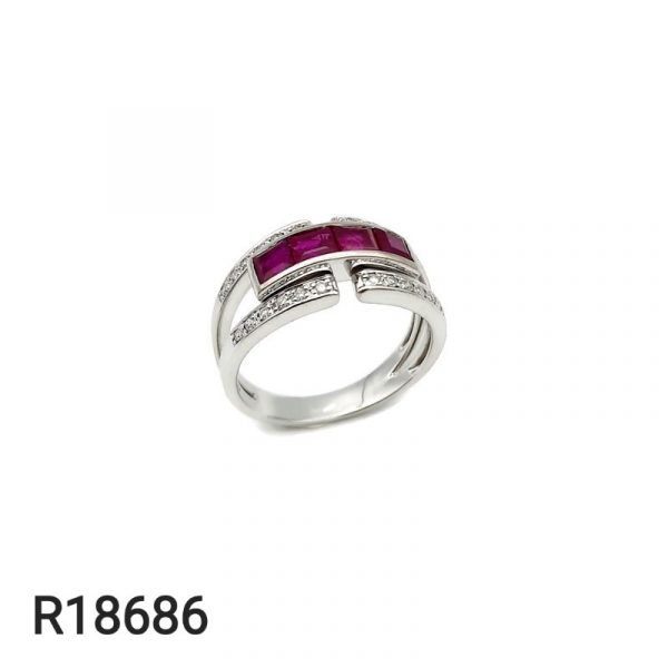 Bague Rubis Et Diamants 18 K