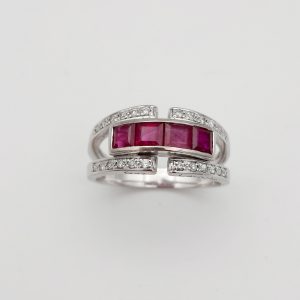 Bague Rubis Et Diamants 18 K