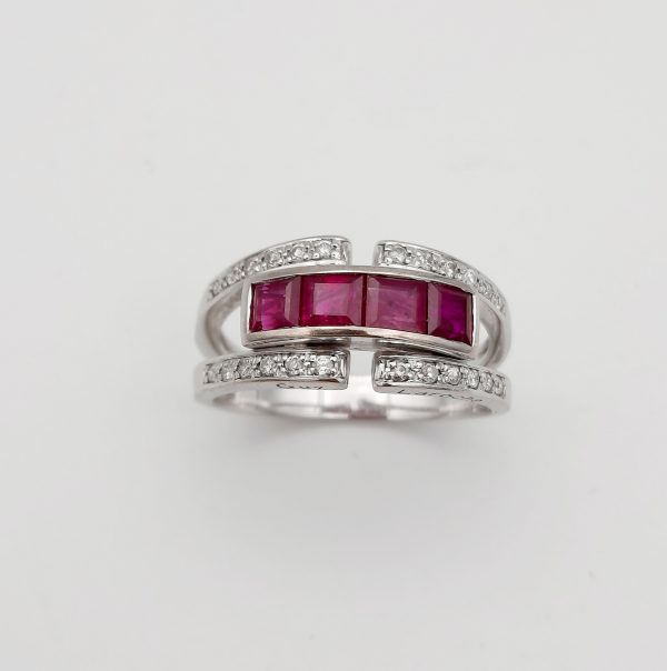 Bague Rubis Et Diamants 18 K