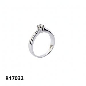 17032 bague solitaire or blanc 18K