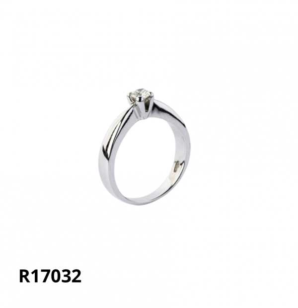 17032 bague solitaire or blanc 18K