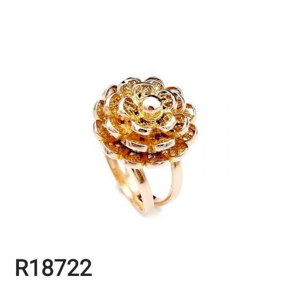 bague fleur or jaune 18K