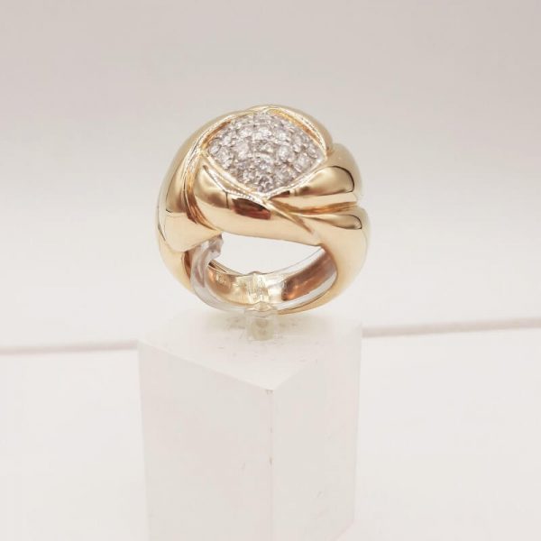 Bague or jaune et diamants 18K - bijou d'occasion