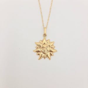 Chaine pendentif soleil or jaune 18K