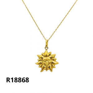 18868 Chaine pendentif soleil or jaune