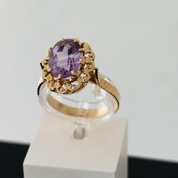 18836 bague améthyste vintage or jaune 18K - bijou d'occasion