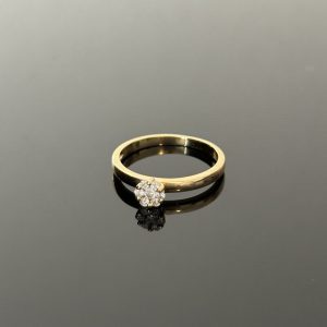 18838 bague fleur diamants or jaune 18K