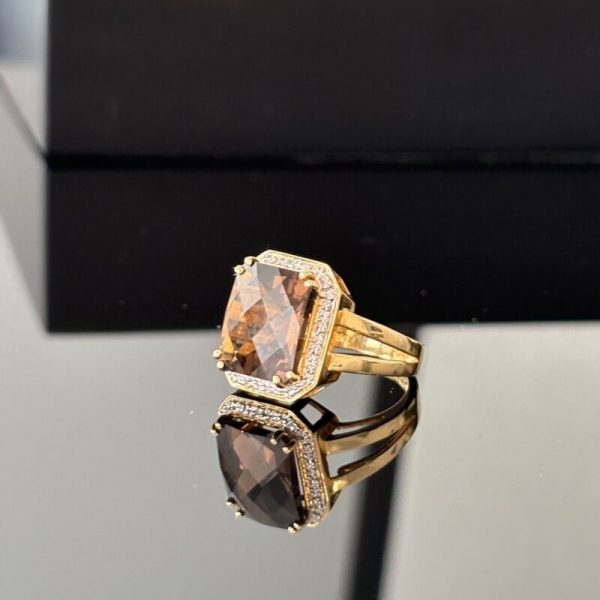 Bague quartz fumé or jaune 18K - bijou d'occasion