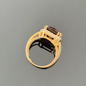 bague quartz fumé or jaune 18K - bijou d'occasion