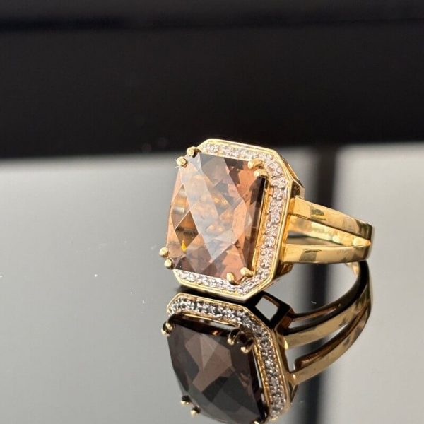 bague quartz fumé or jaune 18K bijou d'occasion