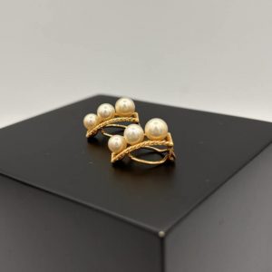 Boucles d'oreilles d'or 18 carats et 3 Perles - Bijou Or d'occasion
