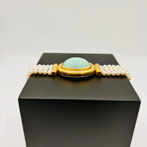 Bracelet Vintage Turquoise et Diamants 18K - Bijoudoccasion.com