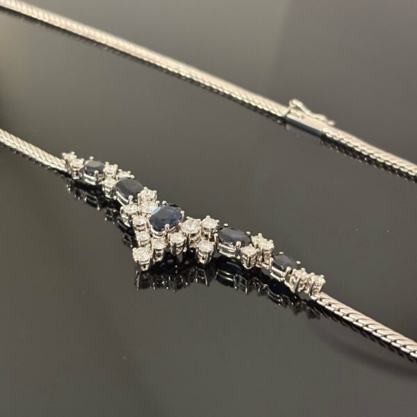 Collier or blanc saphirs et diamants