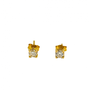 Boucles d'oreilles or jaune et diamants