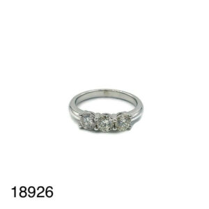 Bague Or Blanc Diamants Trilogie 18K 0,93Ct