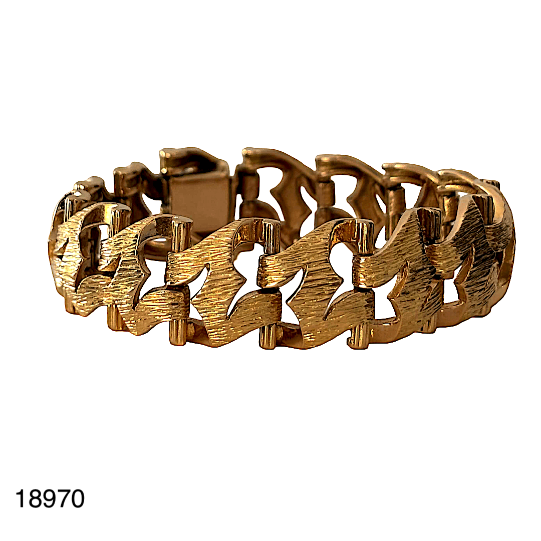 18970 Bracelet manchette maille fantaisie Or jaune 18K 4 Bracelet Manchette Maille Fantaisie