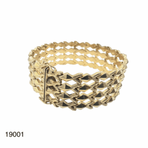 Bracelet Manchette Vintage Maille Fantaisie Or Jaune 18K, Poids 41,40g