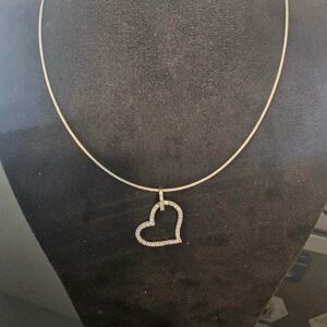 Collier Torque Or Blanc Diamants Pendentif