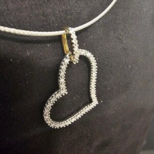 Collier Coeur Torque Pendentif Diamants Or Blanc 18K