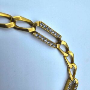 Bracelet Maille Gourmette Or Jaune Diamants