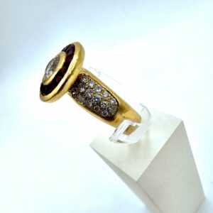 Bague Entourage Diamants Rubis Or Jaune
