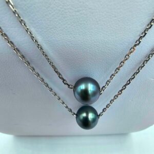 Collier Maille Forçat Or Blanc Perles Tahiti