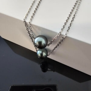 Collier Maille Forçat Perles Tahiti Or Blanc