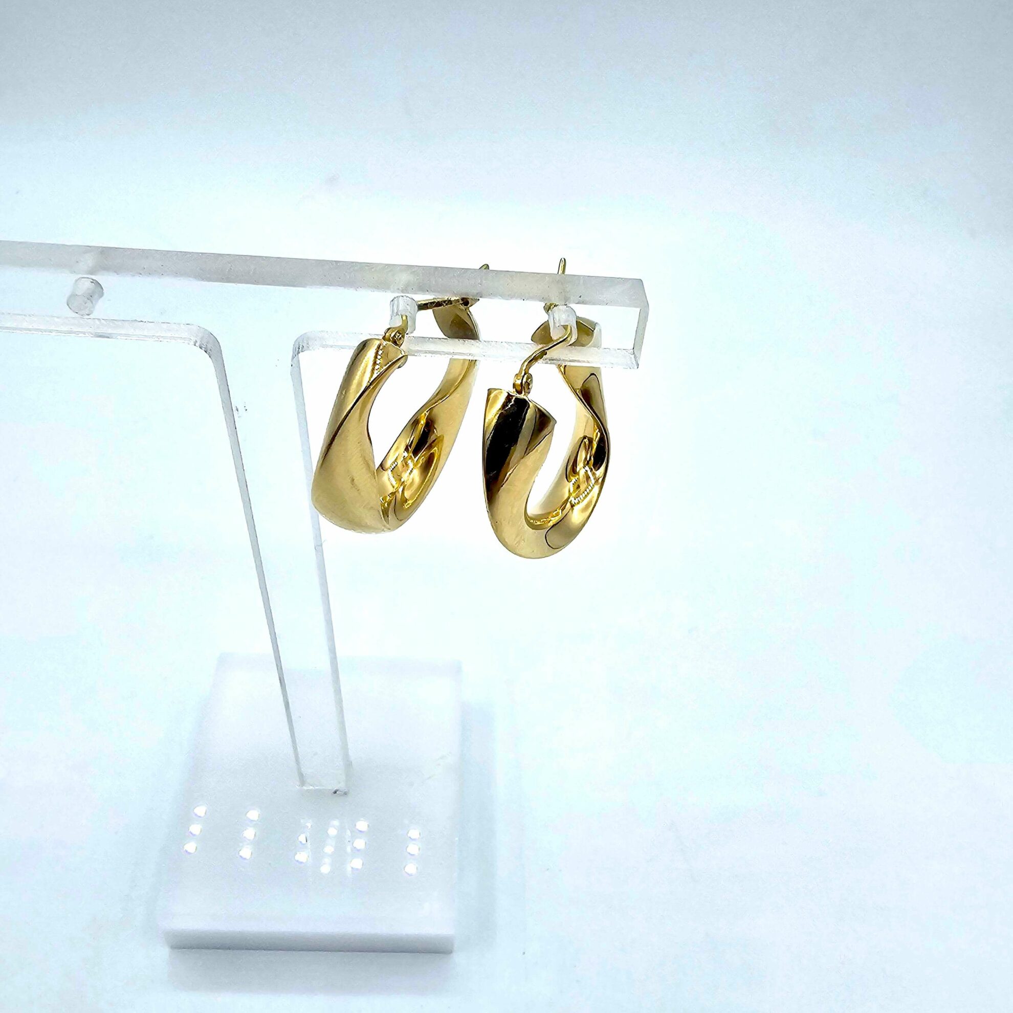 19030 Boucles D’Oreilles Torsadées Or JAune 18K 4 BO Créoles Or Jaune Torsadée 18K