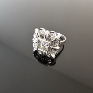 Bague Vintage Or Blanc Diamants
