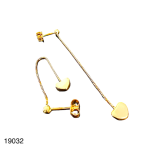 Boucles D'Oreilles Pendantes Or Jaune Coeur