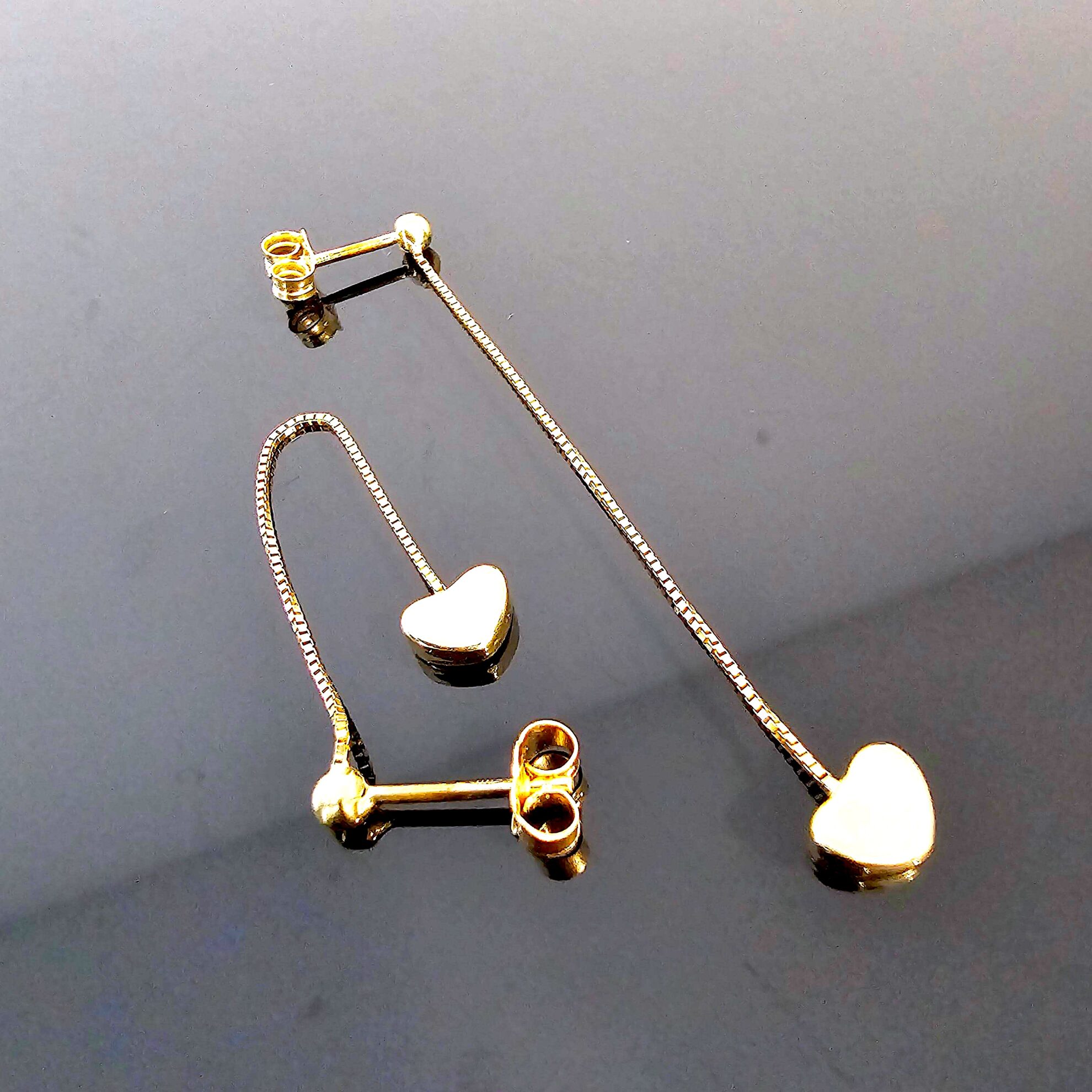 19032 Boucles D’Oreilles Or Jaune Pendantes Boucles D'Oreilles Pendantes Or Jaune Coeur