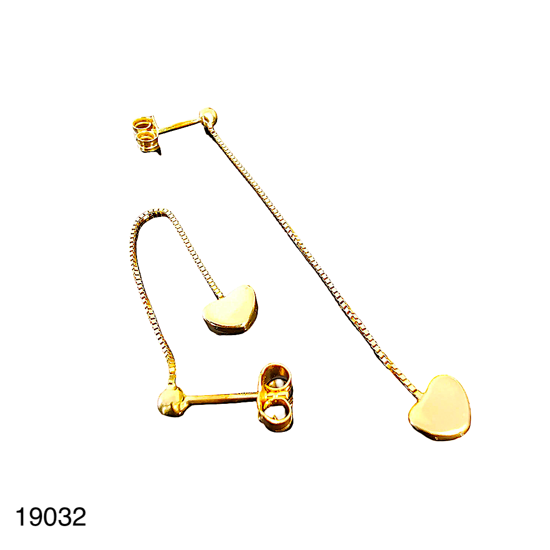 19032 Boucles D'Oreilles Or Jaune Pendantes Boucles D'Oreilles Pendantes Or Jaune Coeur